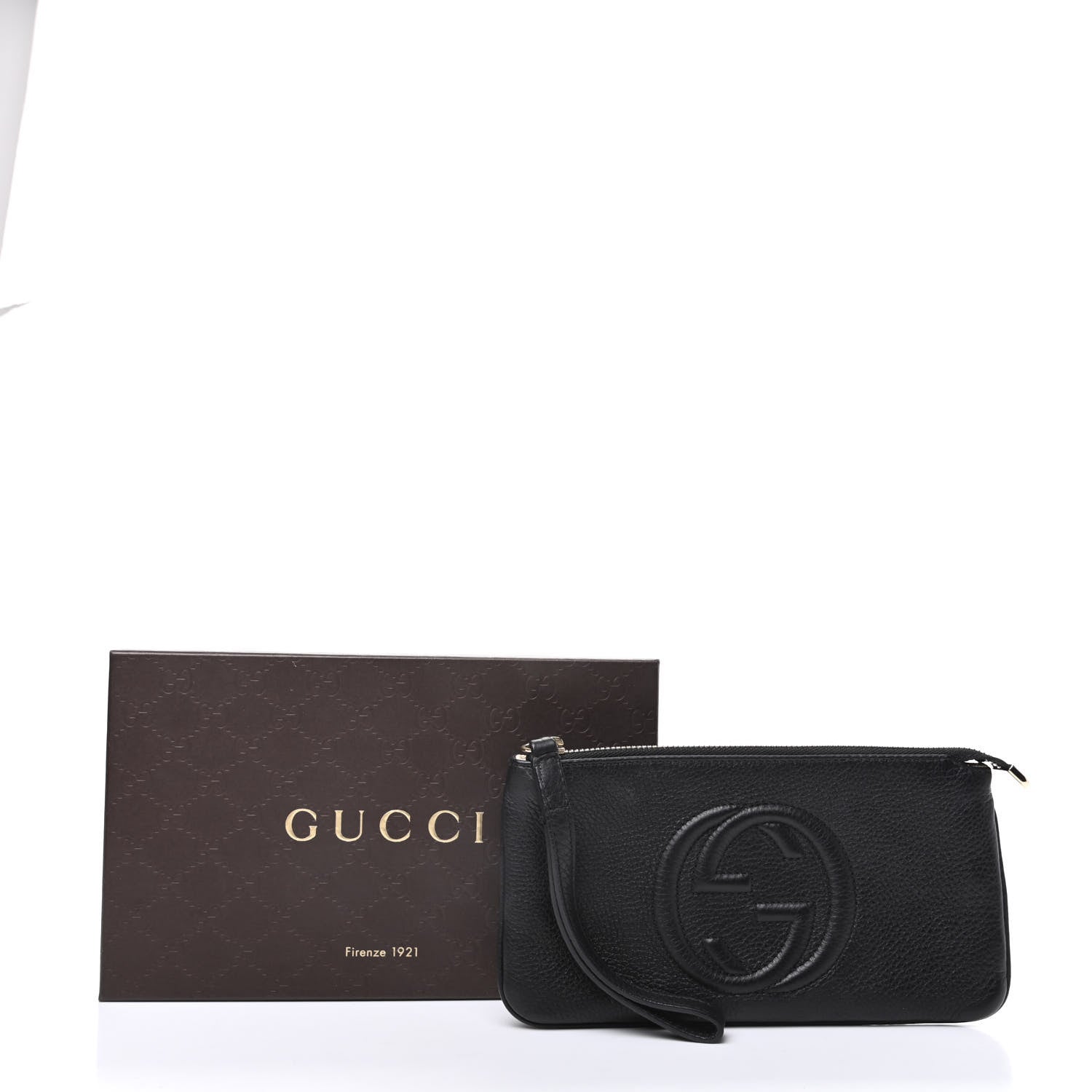 Gucci Pebbled Calfskin Soho Wristlet Black 9 of 9