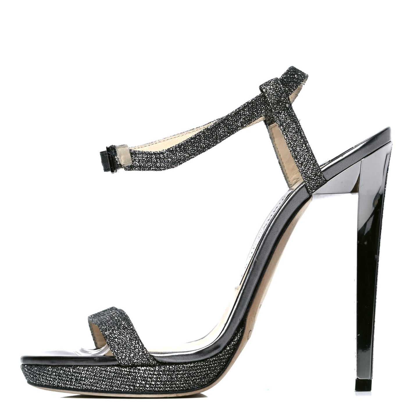 Lame Glitter Claudette 120 Ankle Strap Sandals 37 Anthracite