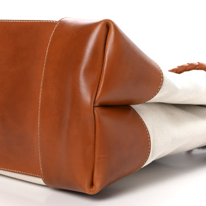 Bottega Veneta Washed Canvas Calfskin Large Andiamo  Natural Light Wood 10 of 10