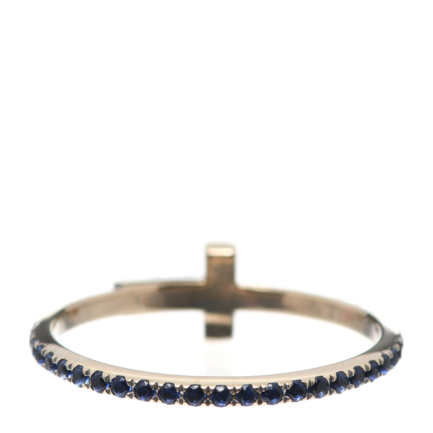 Tiffany 18K White Gold Blue Sapphire T Wire Pave Ring 56 7.5 3 of 5