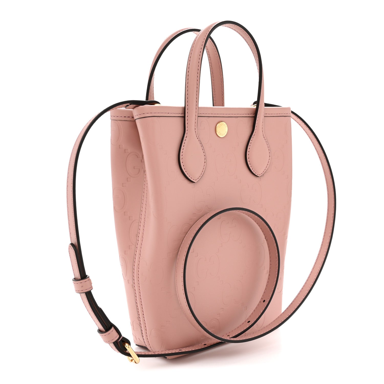 Gucci Gilbert Calfskin Jumbo GG Embossed Mini Tote Bag  Dusty Carmine 3 of 11