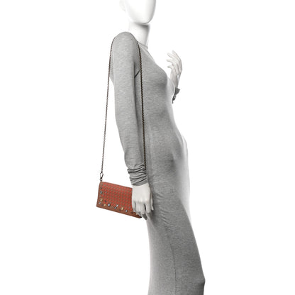 Bottega Veneta Nappa Intrecciato Studded Embellished Chain Wallet Tan Corallo 2 of 14