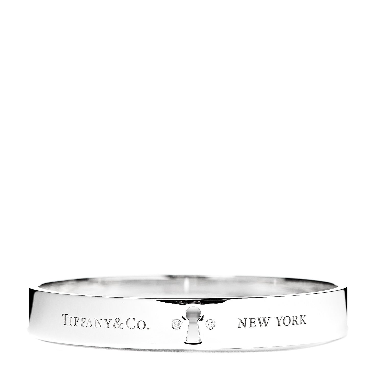 Sterling Silver Diamond Narrow Locks Bangle Bracelet