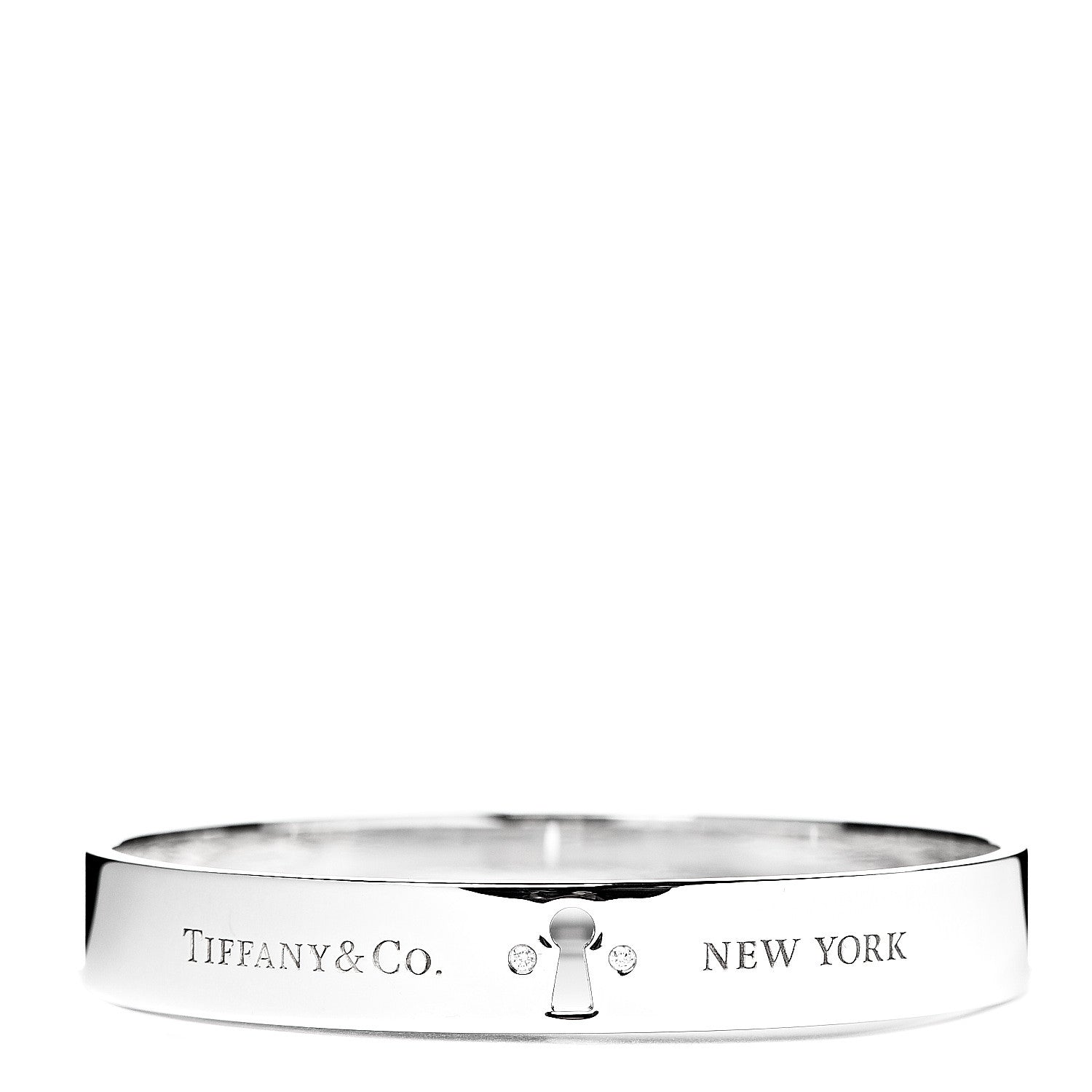 Tiffany Sterling Silver Diamond Narrow Locks Bangle Bracelet 1 of 4