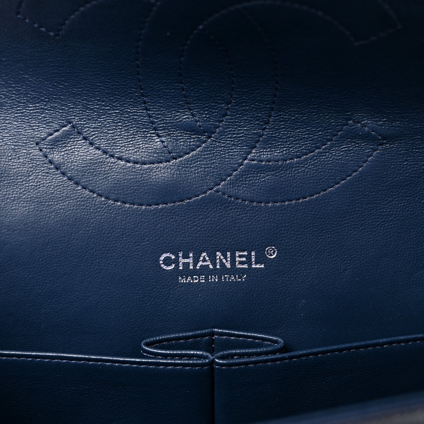 Caviar Quilted Jumbo Double Flap Navy Blue