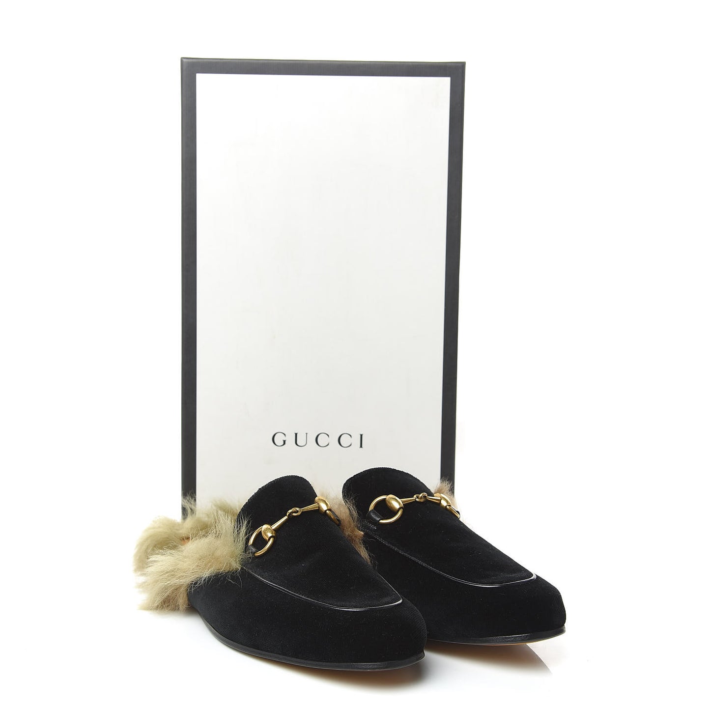 Velvet Fur Mens Princetown Slippers 5 Black
