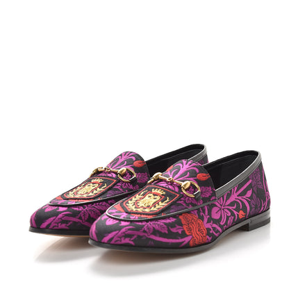 Gucci Jacquard Floral Womens Horsebit Jordaan Loafers 37 Black Begonia 2 of 10