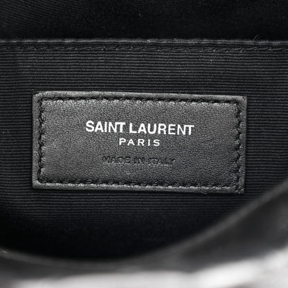 Saint Laurent Cracked Shiny Calfskin Matelasse Monogram Lou Camera Bag Black 6 of 11