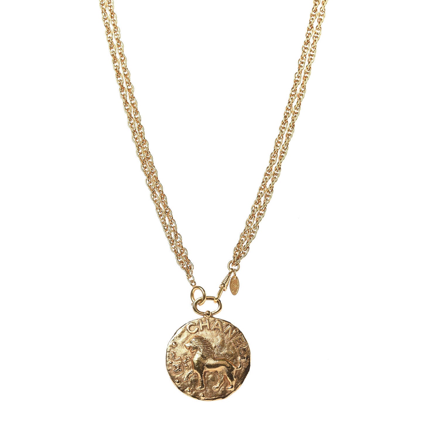 Lion Medallion Necklace Gold