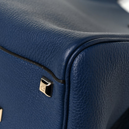 Salvatore Ferragamo Calfskin Large Studio Top Handle Bag Navy 9 of 15