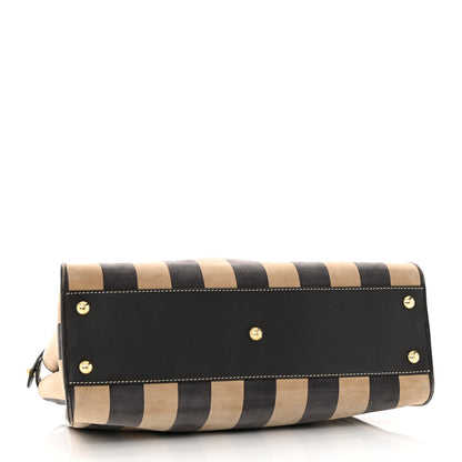 Fendi Vitello Nabuk Seta Pequin Medium Peekaboo Iconic Satchel Tobacco Moro Ebano 4 of 23