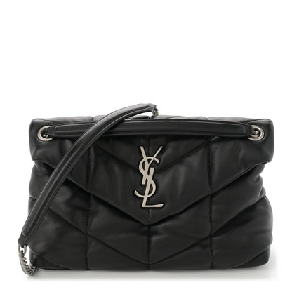 Saint Laurent Lambskin Quilted Small Loulou Puffer Monogram Chain Satchel Black 1 of 11