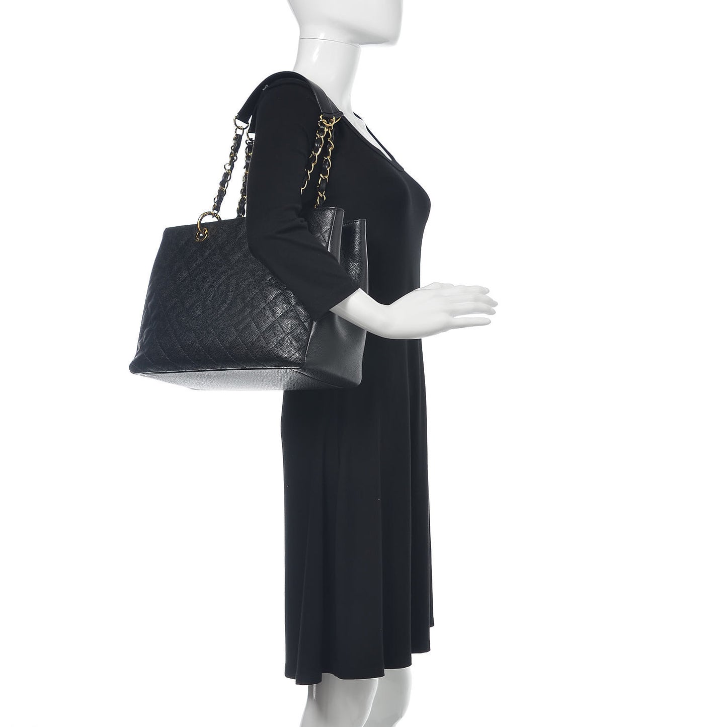 Caviar Quilted Grand Shopping Tote GST Black