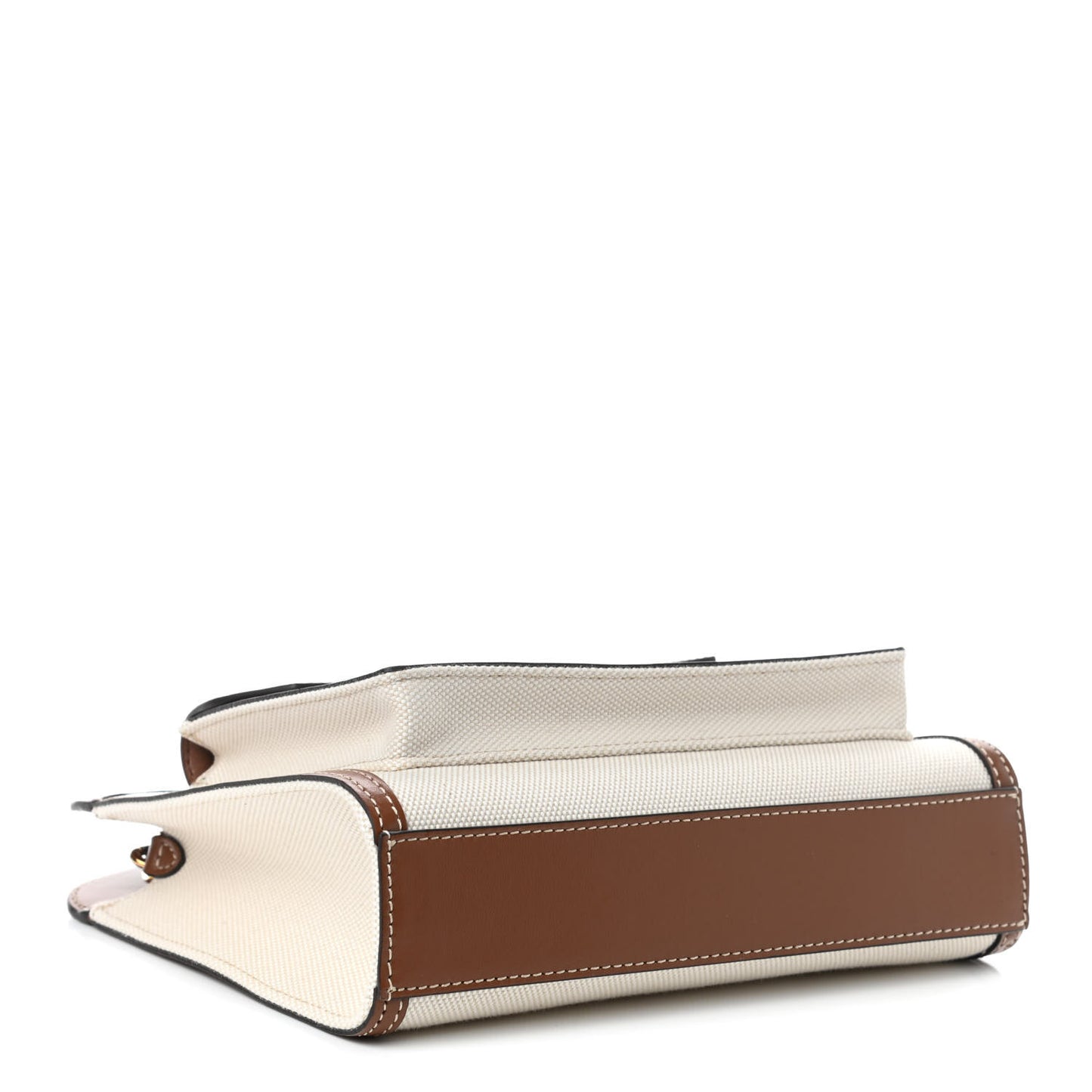 Canvas Smooth Calfskin Two Tone Mini Pocket Bag Natural Malt Brown