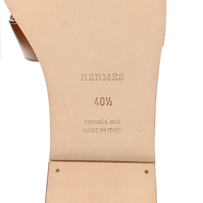 Hermes Box Calfskin Oran Sandals 40.5 Gold 7 of 9