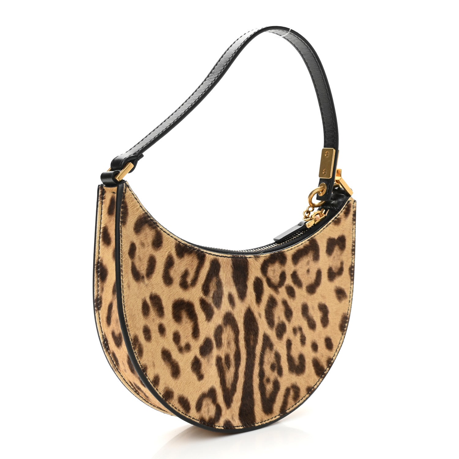 Valentino Garavani Calf Hair Leopard Print Mini Vlogo Hobo Bag Black Marrone 3 of 9