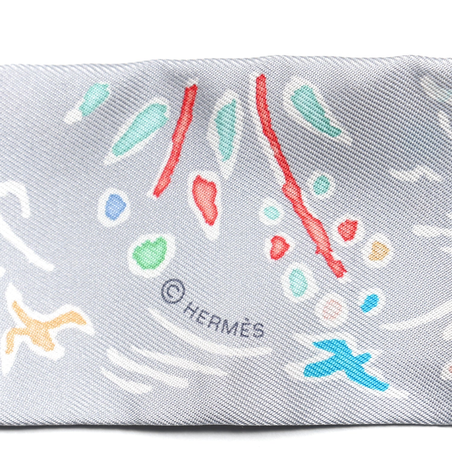 Hermes Silk Isola Di Primavera Twilly Gris Perle Grenadine 4 of 5