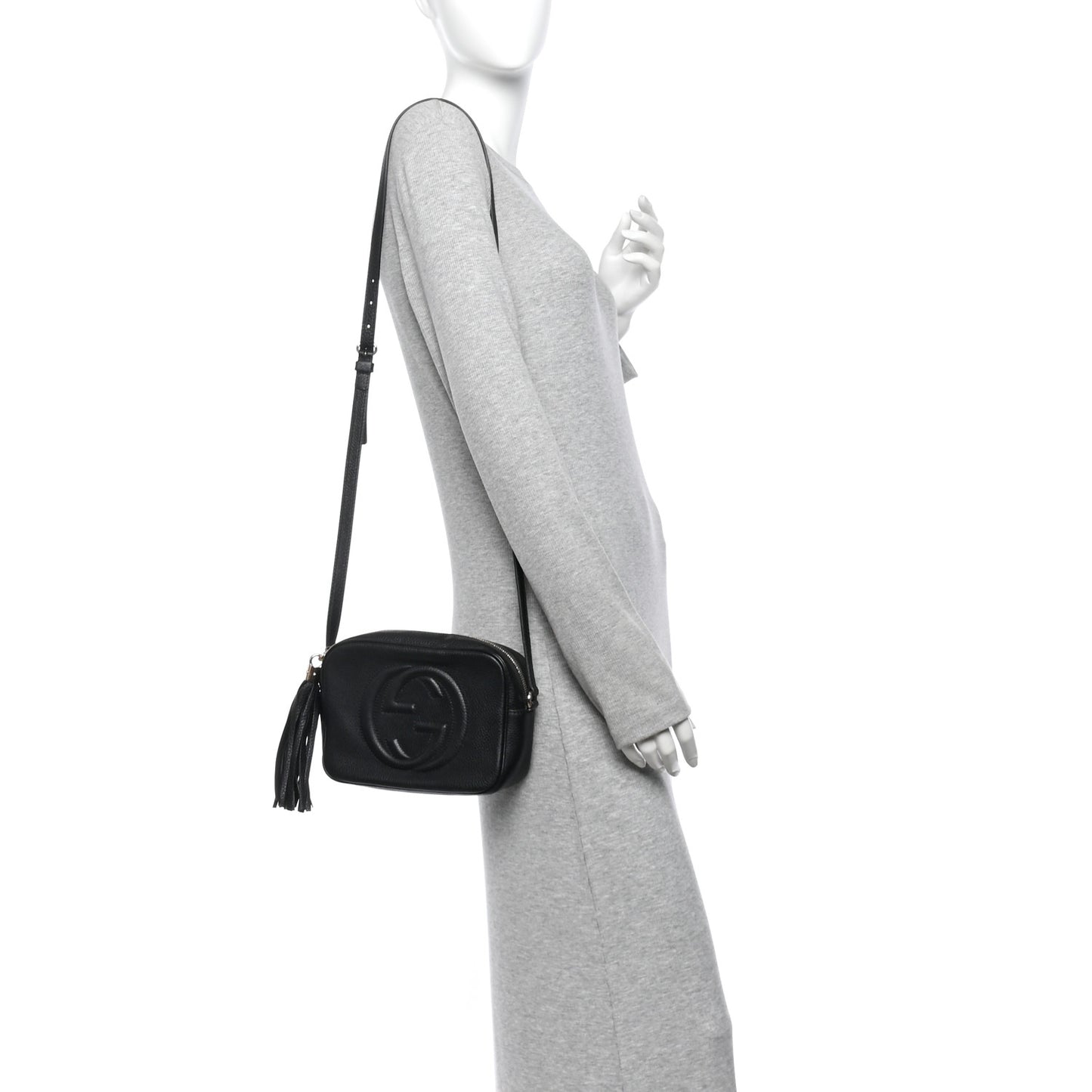 Pebbled Calfskin Small Soho Disco Bag Black