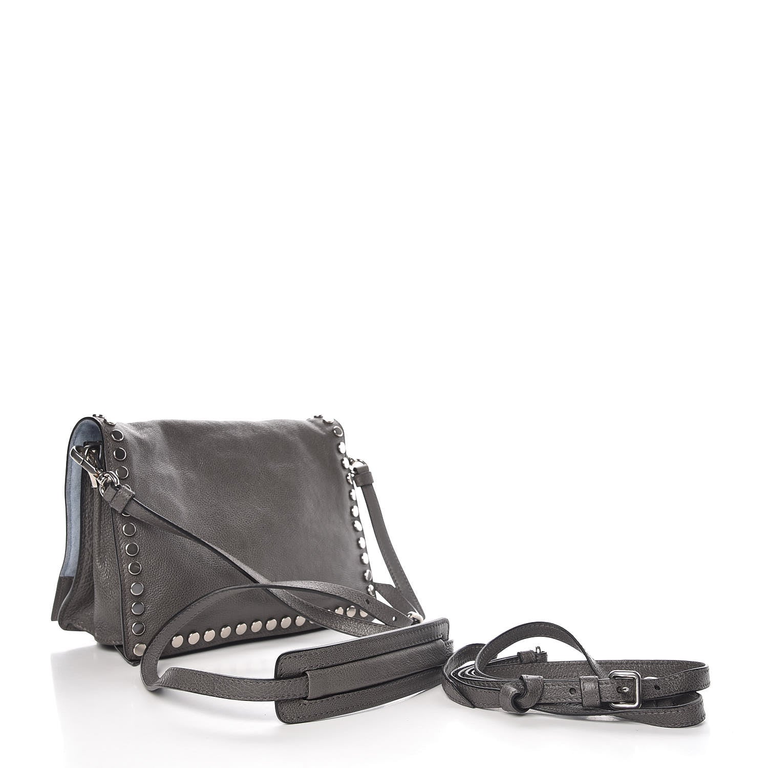 Prada Glace Calf Studded Etiquette Flap Marmo Astrale 4 of 10