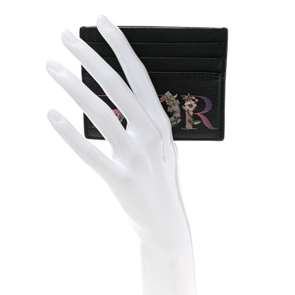 Christian Dior Grained Calfskin Embroidered Floral Lady Dior Card Holder Black 2 of 8