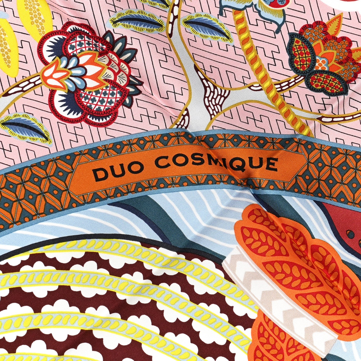 Silk Twill Duo Cosmique Scarf 90 Bleu Ciel Brique