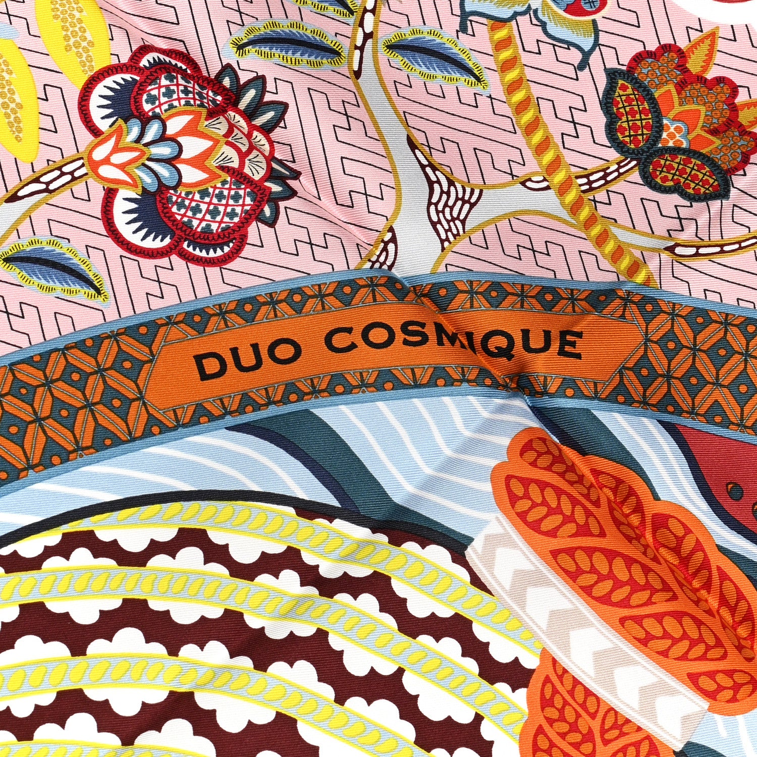 Hermes Silk Twill Duo Cosmique Scarf 90 Bleu Ciel Brique 2 of 5