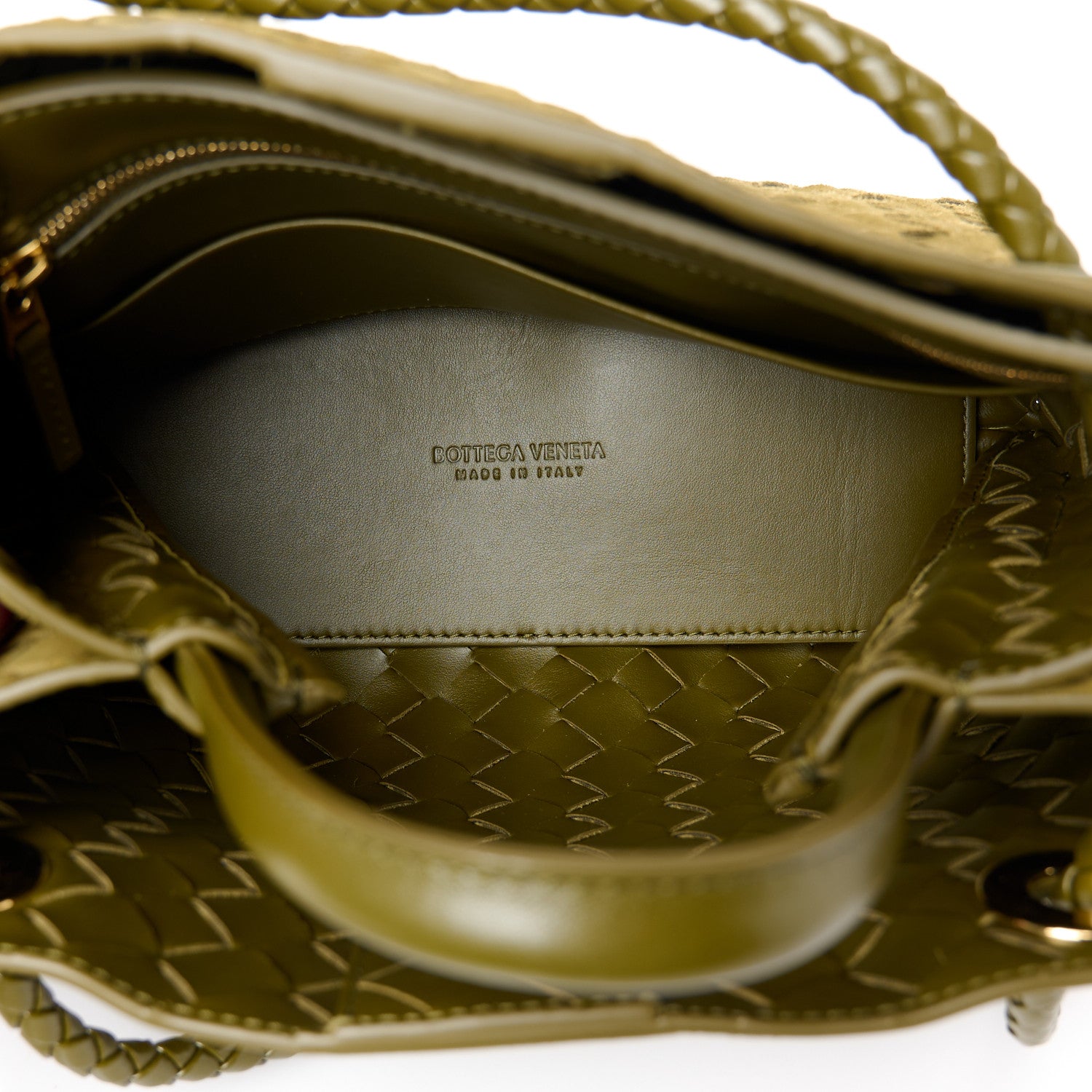 Bottega Veneta Suede Intrecciato Small Andiamo Shoulder Bag Olive Oil 5 of 10