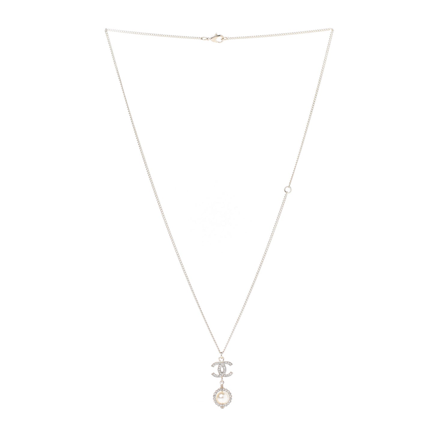 Crystal Pearl CC Lace Camellia Necklace Gold