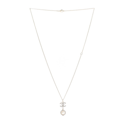 Chanel Crystal Pearl CC Lace Camellia Necklace Gold 3 of 4
