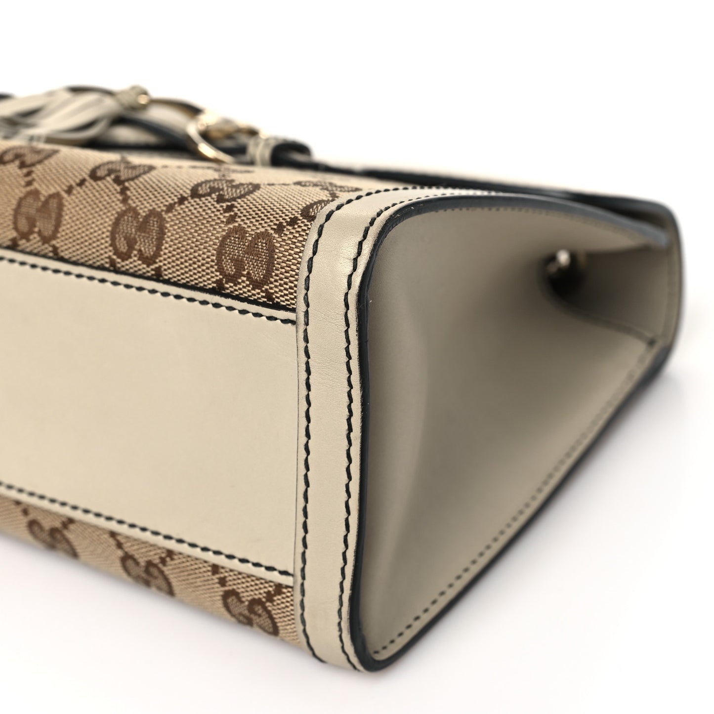 Monogram Margaux Calfskin Medium Emily Chain Shoulder Bag Beige Ebony Mystic White