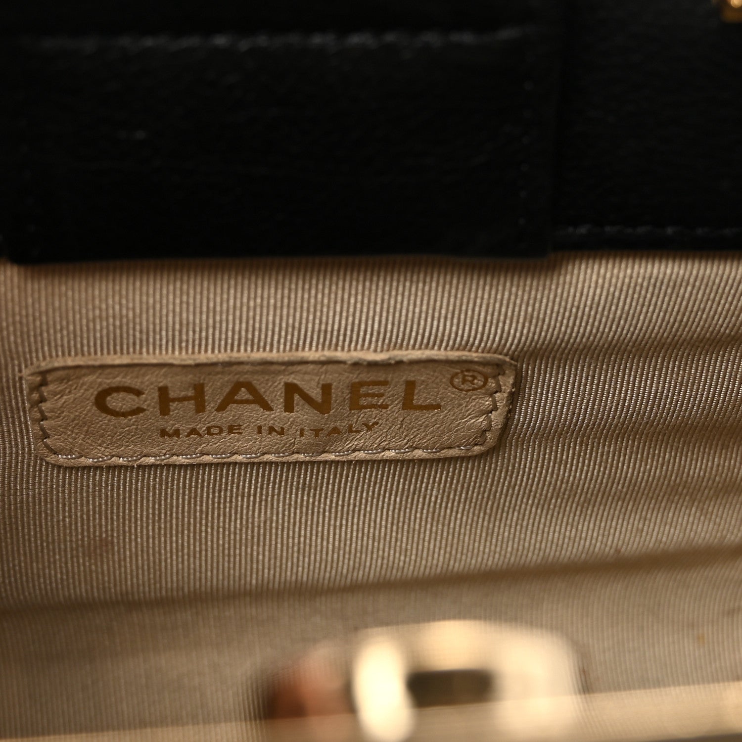 Chanel Grained Calfskin Stitched Mini Label Click Shopper Black 6 of 10