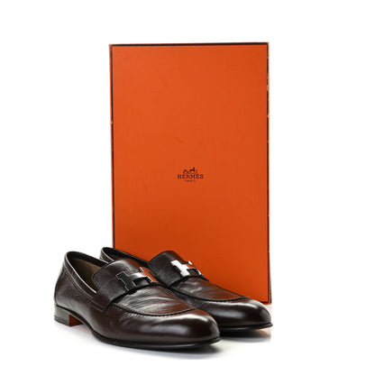 Hermes Goatskin Mens Paris Loafers 40.5 Dark Brown 12 of 12