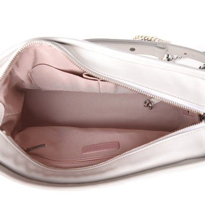 Chanel Patent Goatskin Quilted Medium Gabrielle Hobo White 5 of 11