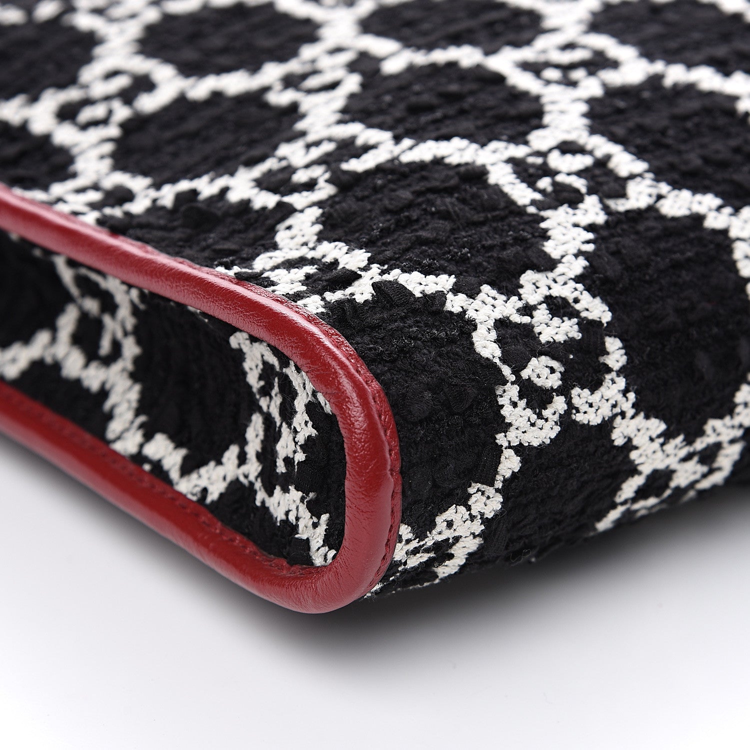 Gucci Tweed GG Monogram Large Rajah Chain Tote Romantic Cherry Black White 8 of 10