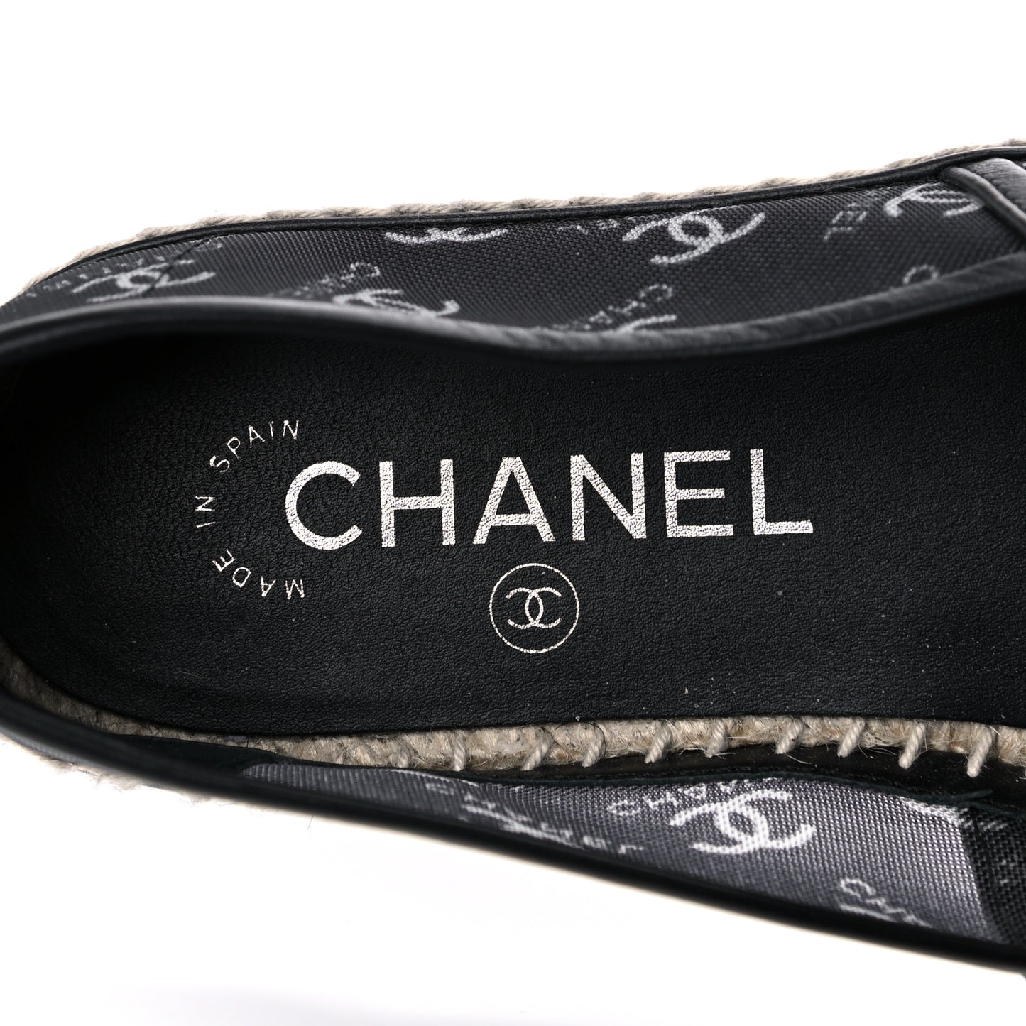 Mesh Grosgrain CC Espadrilles 37 Black White