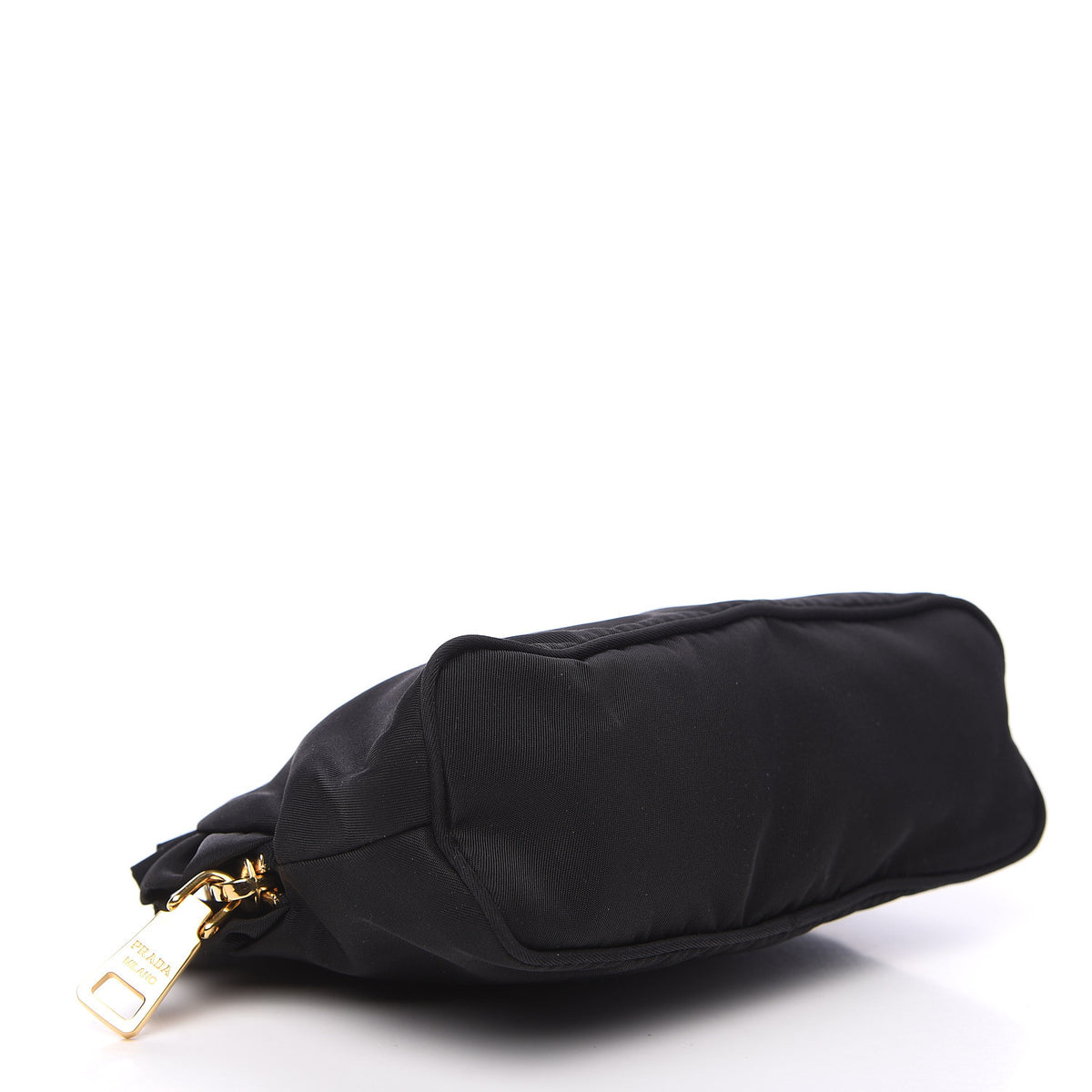 Nylon Ruffle Cosmetic Pouch Black