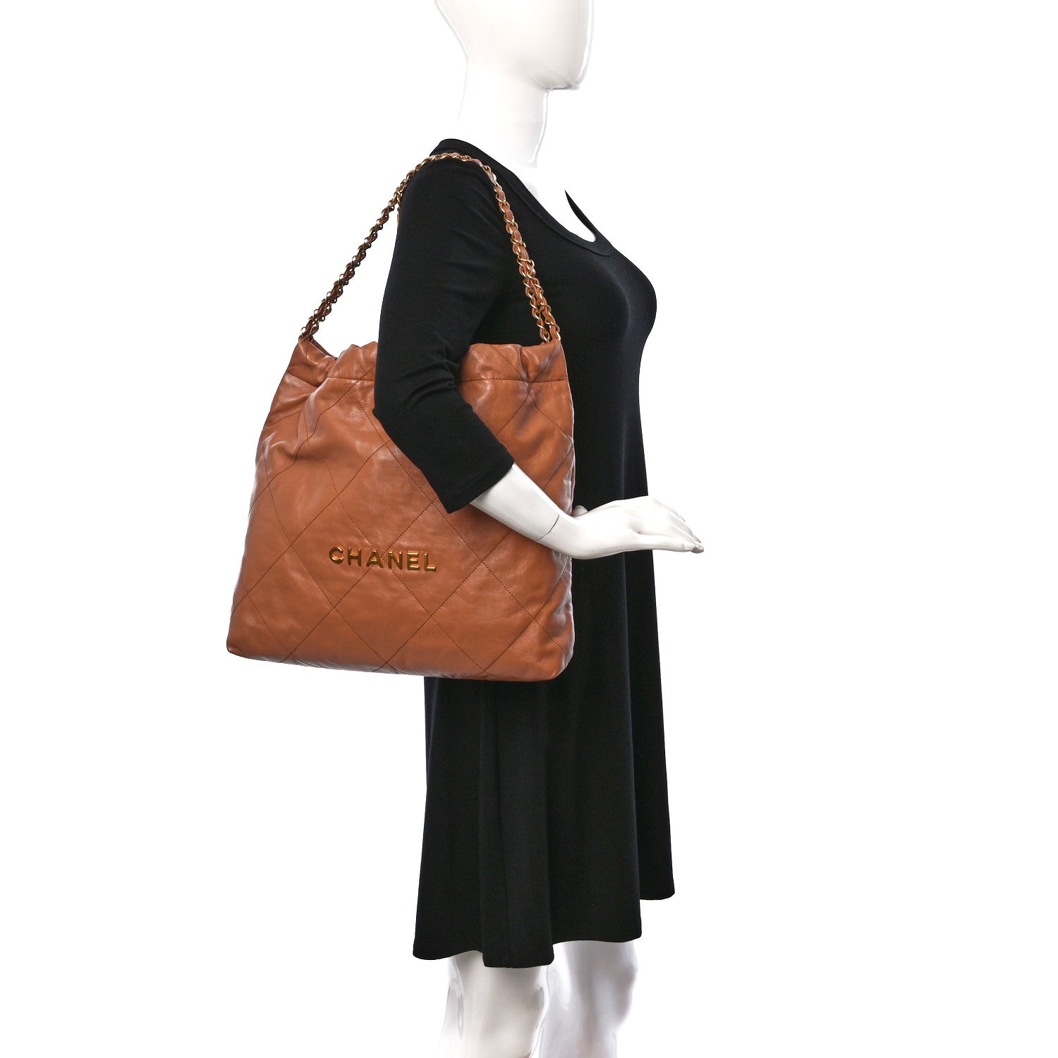 Chanel Shiny Calfskin Quilted Chanel 22 Camel 2 of 10