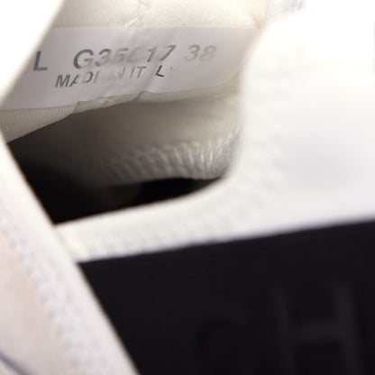 Chanel Velvet Calfskin Mixed Fibers CC Sneakers 38 White Black 10 of 11