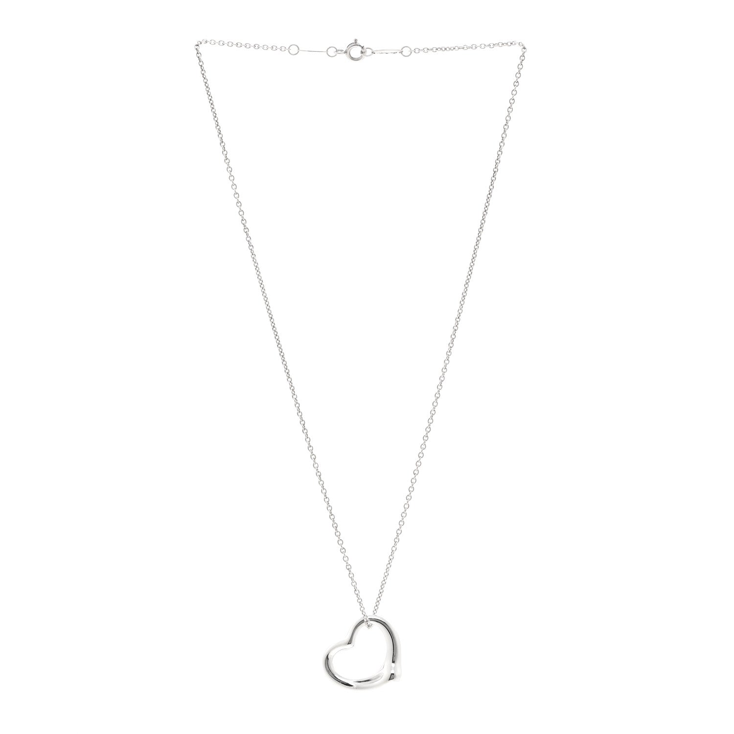 Tiffany Sterling Silver 22mm Elsa Peretti Open Heart Pendant Necklace 3 of 5