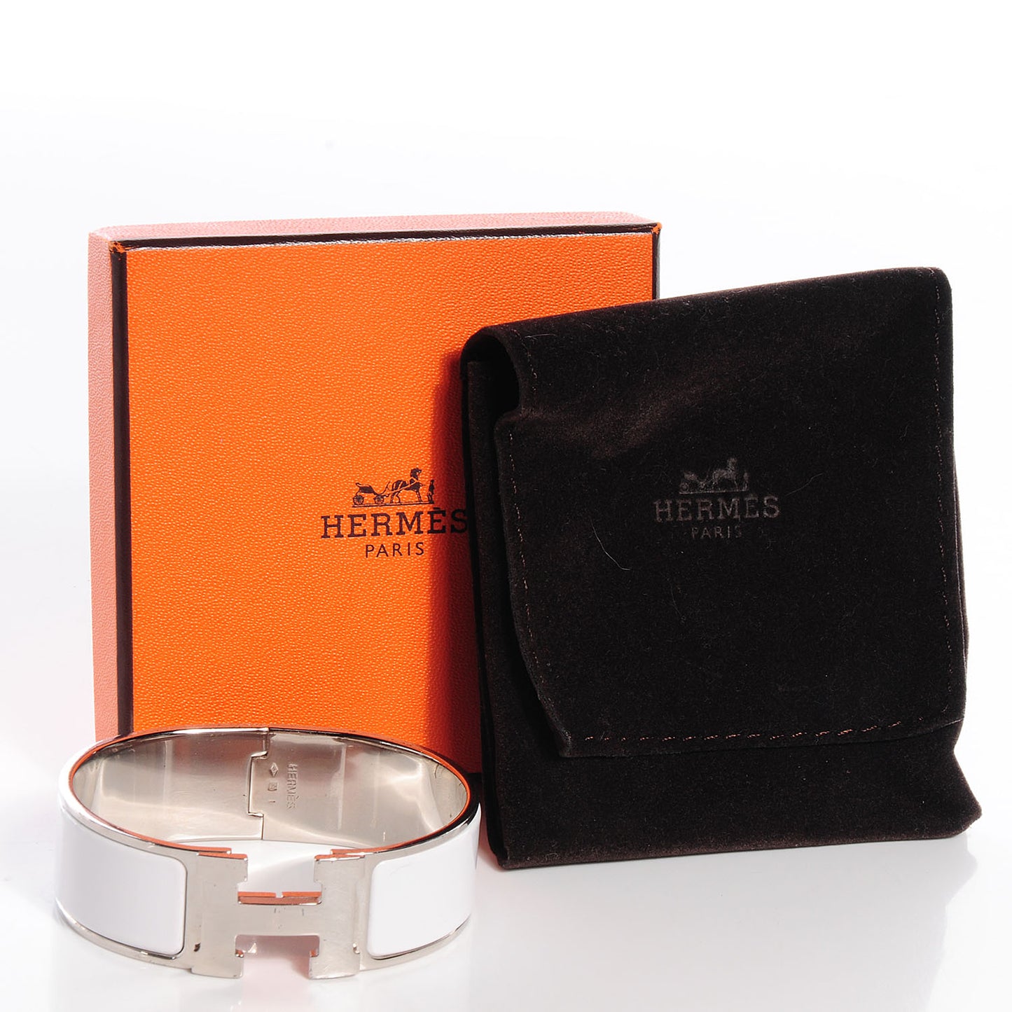 Enamel Wide Clic Clac H Bracelet GM White