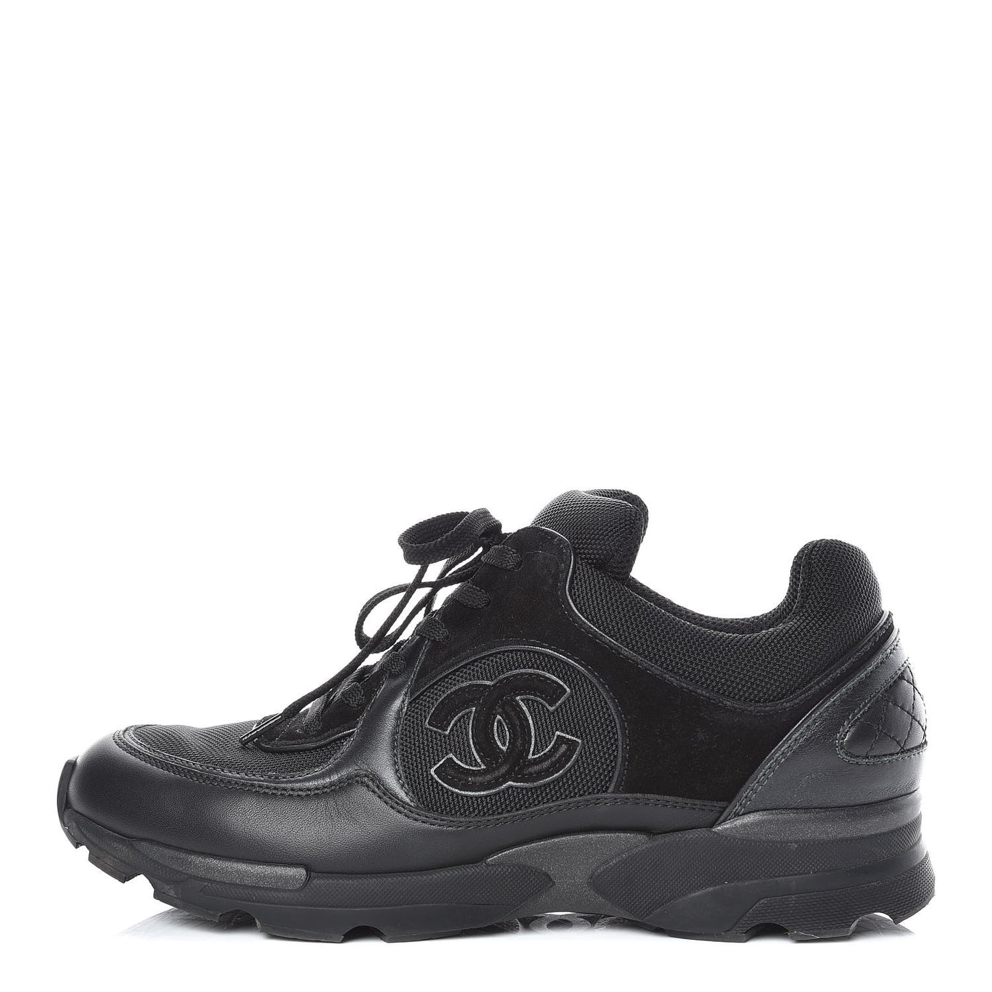 Suede Calfskin CC Sneakers 38 Black