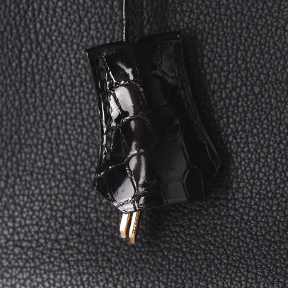Hermes Taurillon Novillo Shiny Niloticus Crocodile Birkin Touch 25 Black 31 of 37