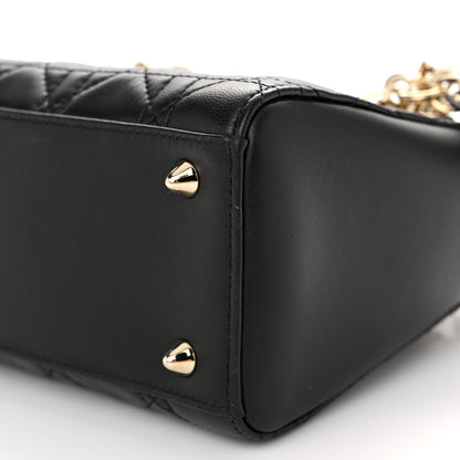 Christian Dior Lambskin Cannage Lady Dior Double Chain Bag Black 10 of 11