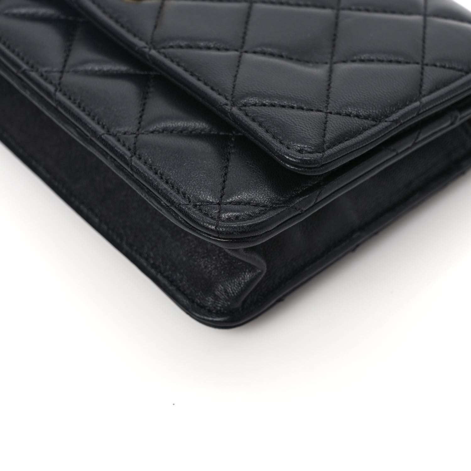 Chanel Lambskin Quilted Pearl Crush Wallet On Chain WOC Black 12 of 14