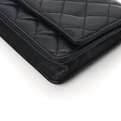 Chanel Lambskin Quilted Pearl Crush Wallet On Chain WOC Black 12 of 14