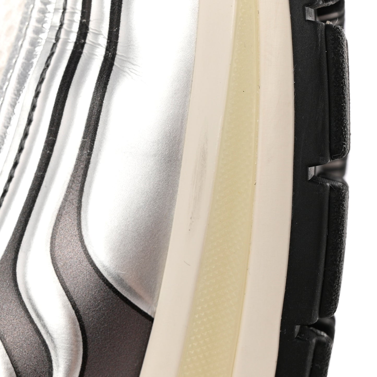 Fabric Laminated Calfskin Stretch CC Sneakers 37 White Silver
