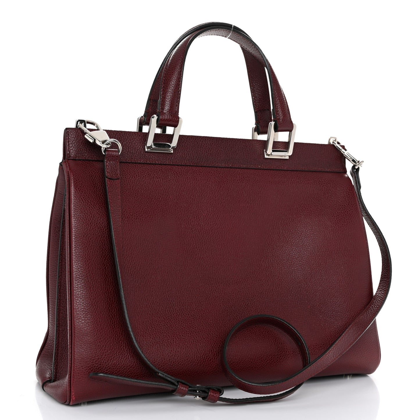 Grainy Calfskin Medium Zumi Top Handle Bag Vintage Bordeaux