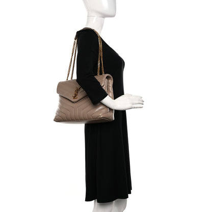 Saint Laurent Calfskin Y Quilted Monogram Medium Loulou Chain Satchel Dusty Grey 2 of 11