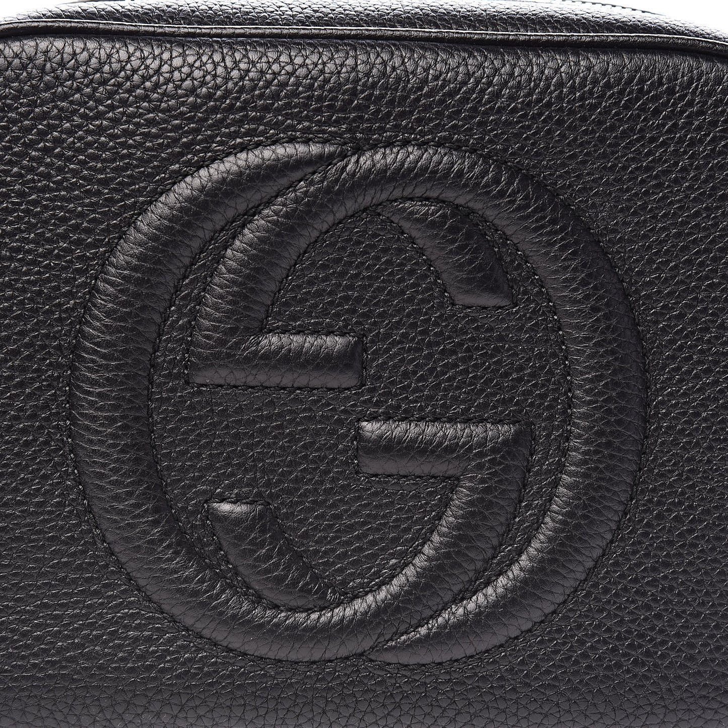 Pebbled Calfskin Small Soho Disco Bag Black