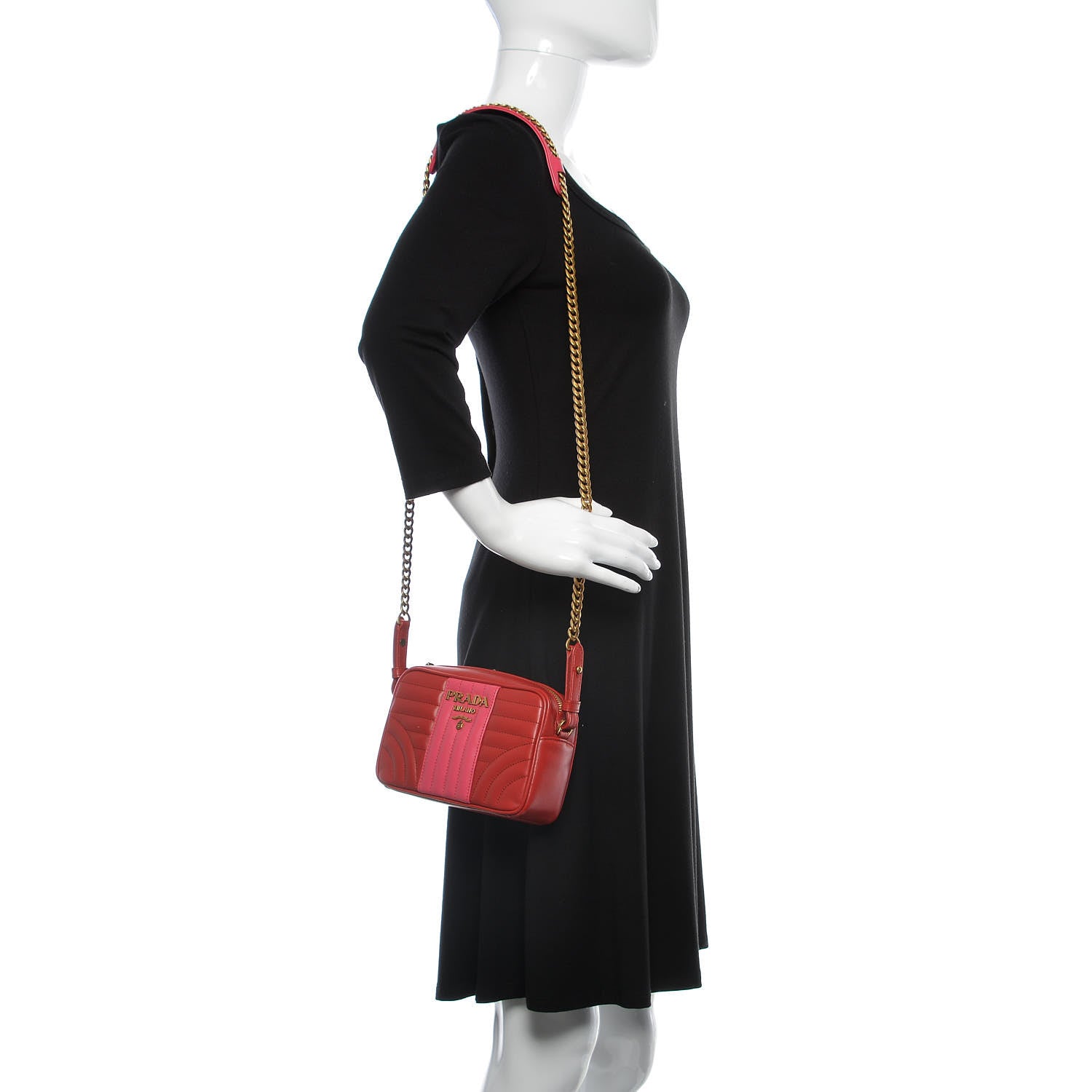 Prada Soft Calfskin Diagramme Crossbody Bag Rosso 2 of 8